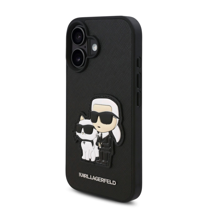Husa iPhone 16, Karl Lagerfeld PU Saffiano Karl and Choupette, Black [3]