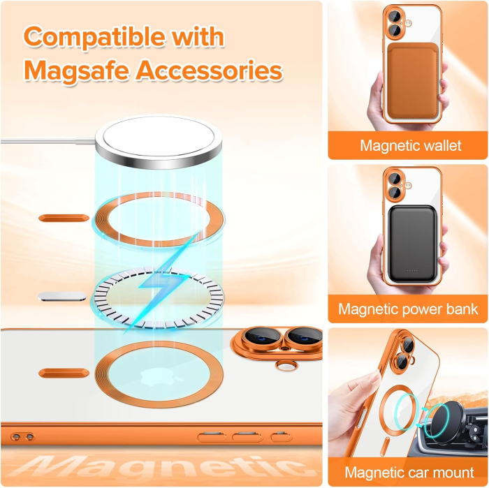Husa iPhone 17, Luxury MagSafe Anti-Shock cu Protectie Lentile Camera, Cosmic Orange [2]