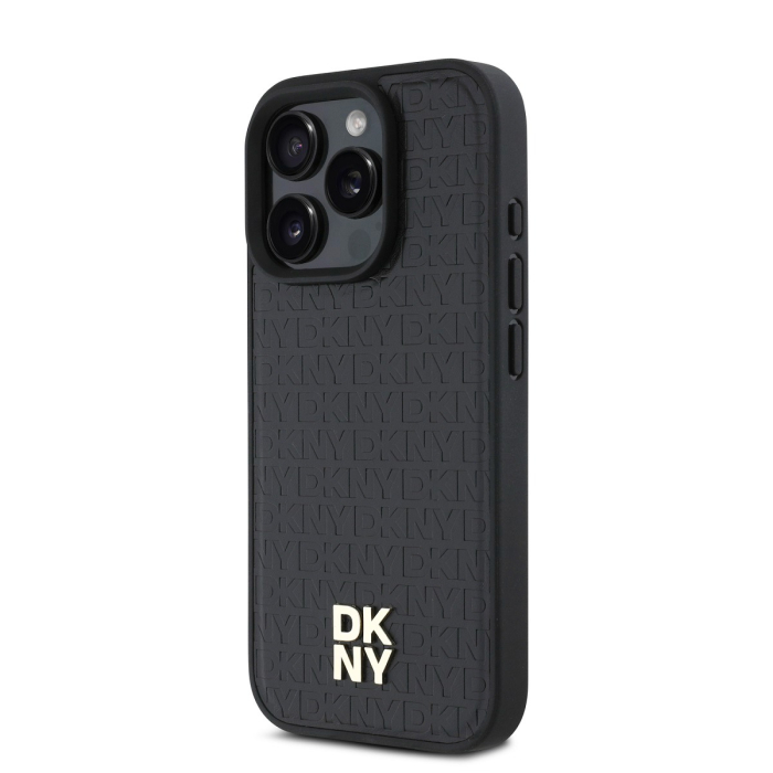 Husa iPhone 16 Pro, DKNY PU Leather Repeat Pattern Stack Logo MagSafe, Black [3]