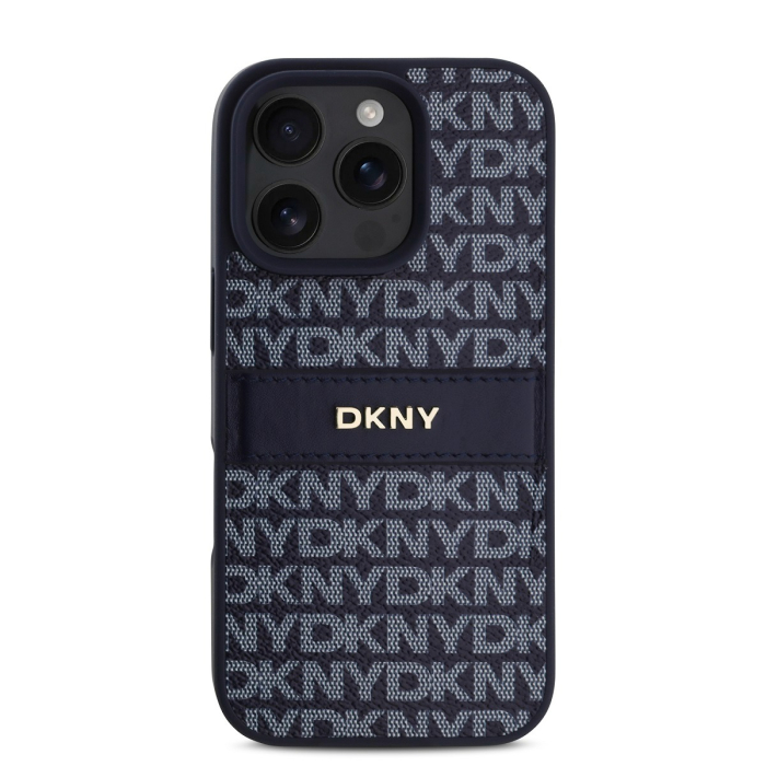 Husa iPhone 16 Pro. DKNY PU Leather Repeat Pattern Tonal Stripe, Blue [3]