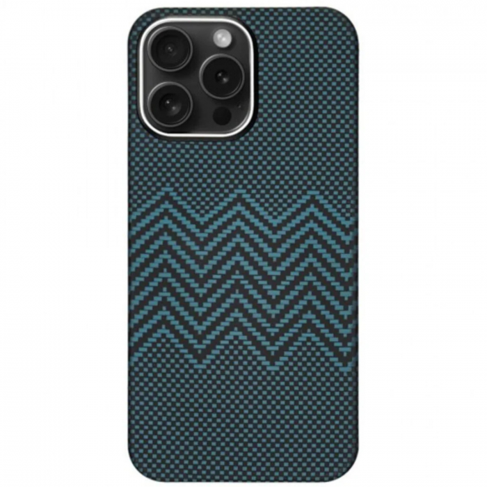 Husa iPhone 16 Pro Max, Kevlar Aramid Fiber with MagSafe, Blue Waves [1]