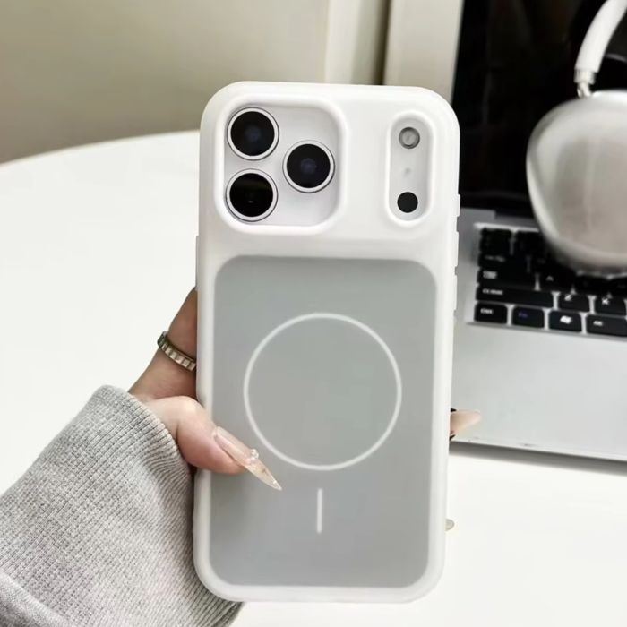 Husa iPhone 16 Pro Max, Anti-Scratch Protective Back Cover 2-in-1 Matte Pure Color, MagSafe, White [2]