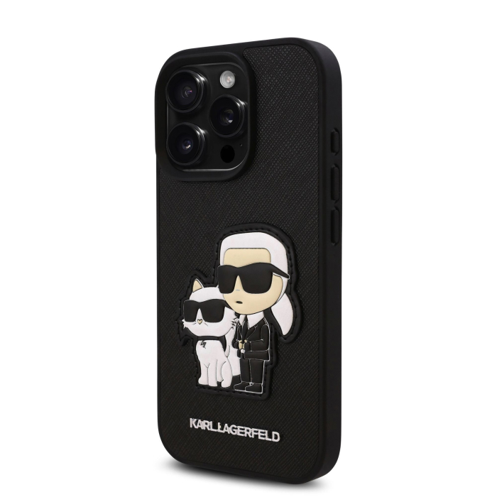 Husa iPhone 16 Pro Max, Karl Lagerfeld PU Saffiano Karl and Choupette, Black [3]