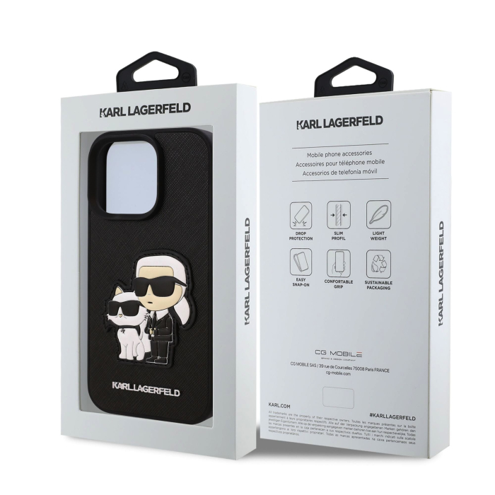 Husa iPhone 16 Pro Max, Karl Lagerfeld PU Saffiano Karl and Choupette, Black [5]