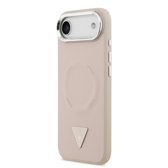 Husa iPhone 17 Air, Guess PU Leather Triangle Logo MagSafe, Pink [4]