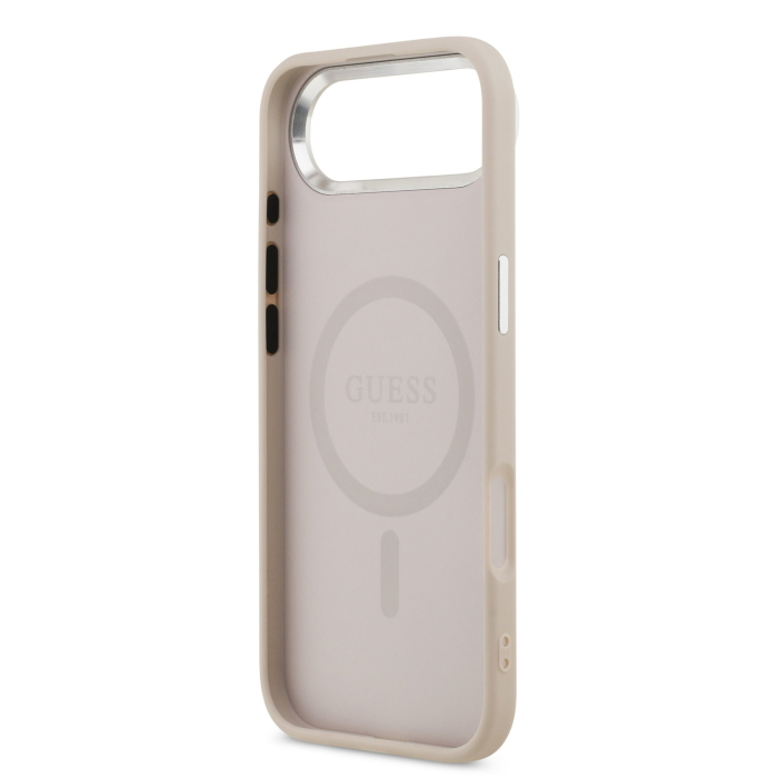Husa iPhone 17 Air, Guess PU Leather Triangle Logo MagSafe, Pink [6]