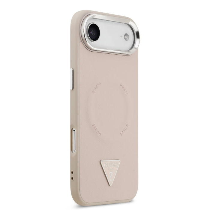 Husa iPhone 17 Air, Guess PU Leather Triangle Logo MagSafe, Pink [3]