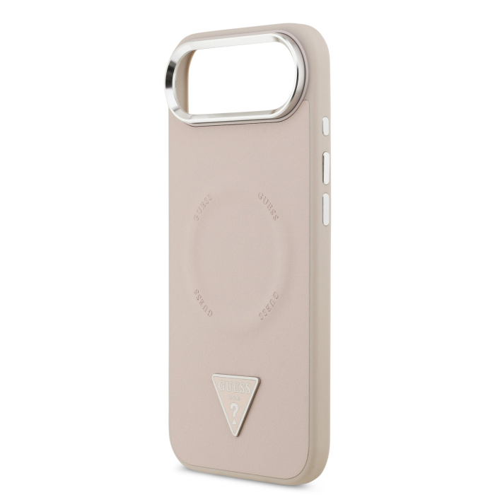 Husa iPhone 17 Air, Guess PU Leather Triangle Logo MagSafe, Pink [5]