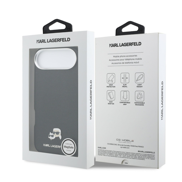 Husa iPhone 17 Air, Karl Lagerfeld PU Karl and Choupette Heads Pins MagSafe, Black [7]