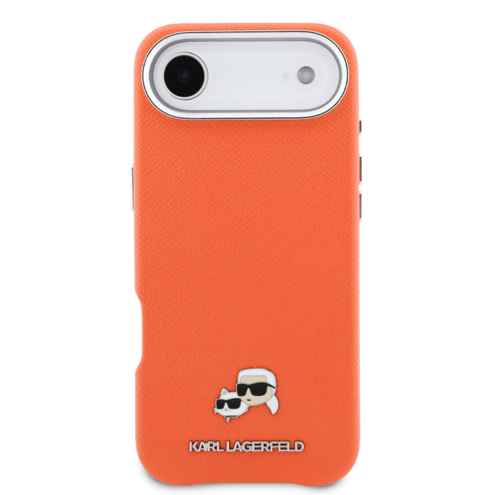 Husa iPhone 17 Air, Karl Lagerfeld PU Karl and Choupette Heads Pins MagSafe, Orange [2]