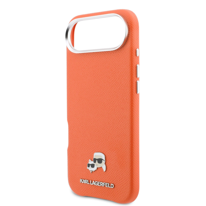 Husa iPhone 17 Air, Karl Lagerfeld PU Karl and Choupette Heads Pins MagSafe, Orange [5]