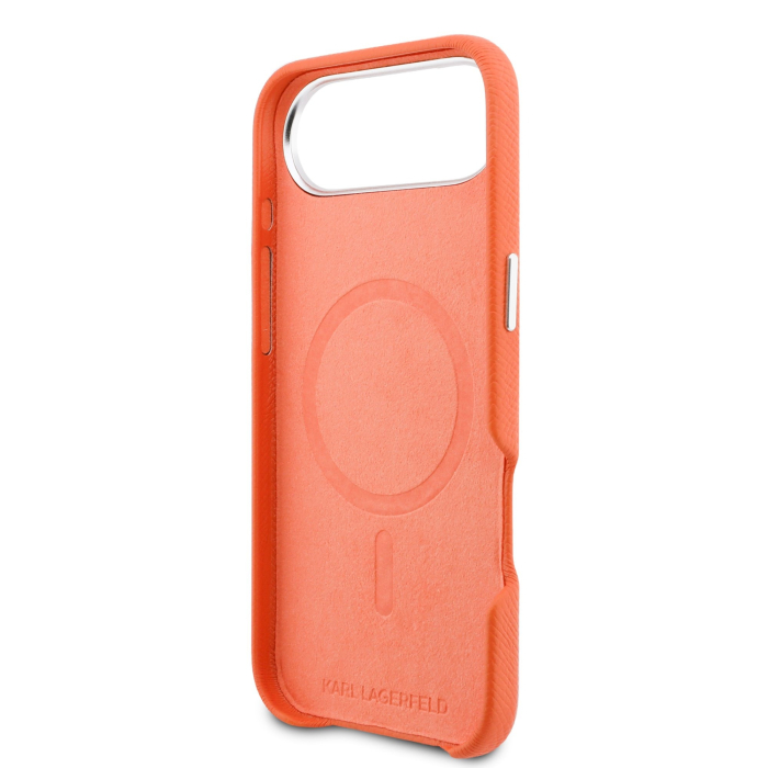 Husa iPhone 17 Air, Karl Lagerfeld PU Karl and Choupette Heads Pins MagSafe, Orange [6]