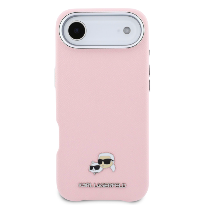 Husa iPhone 17 Air, Karl Lagerfeld PU Karl and Choupette Heads Pins MagSafe, Pink [2]