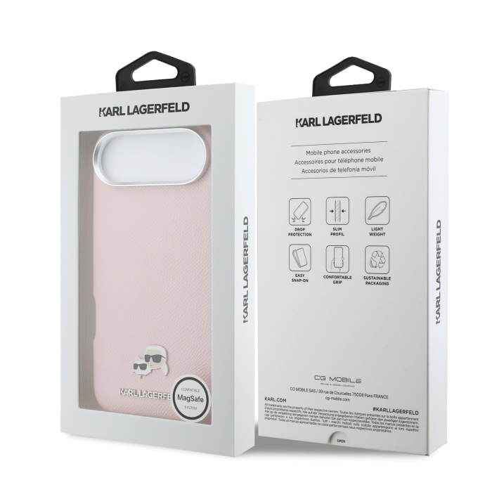 Husa iPhone 17 Air, Karl Lagerfeld PU Karl and Choupette Heads Pins MagSafe, Pink [7]