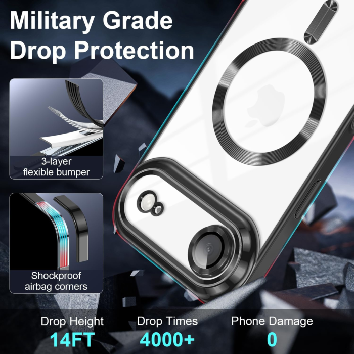 Husa iPhone 17 Air, Luxury MagSafe, Anti-Shock cu Protectie Lentile Camera, Black [2]