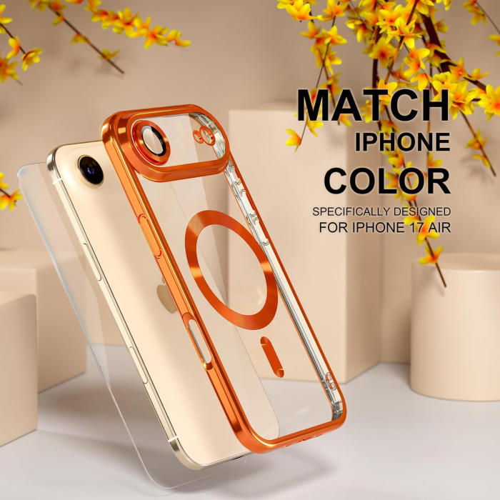 Husa iPhone 17 Air, Luxury MagSafe Anti-Shock cu Protectie Lentile Camera, Cosmic Orange [2]