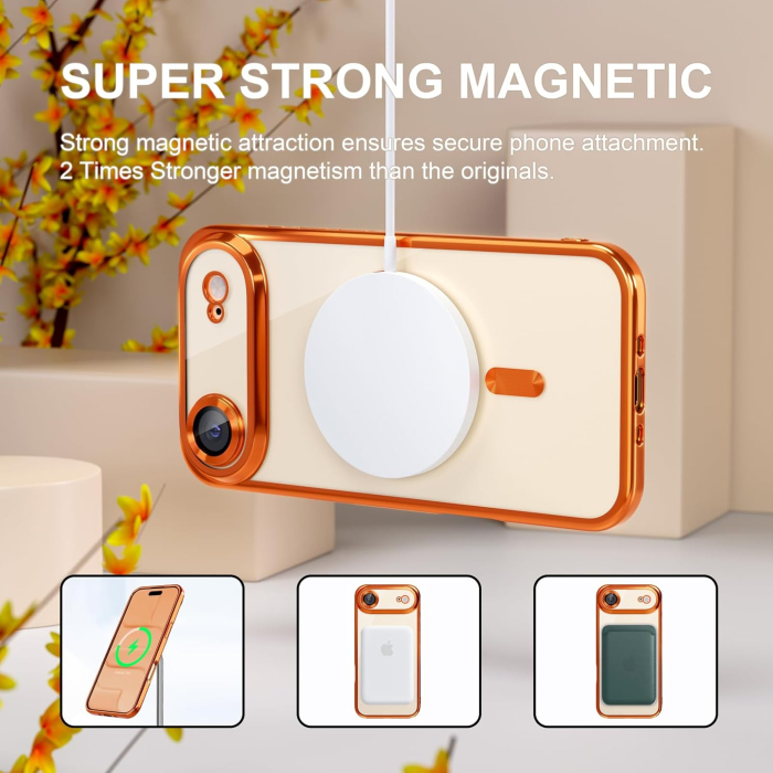 Husa iPhone 17 Air, Luxury MagSafe Anti-Shock cu Protectie Lentile Camera, Cosmic Orange [4]