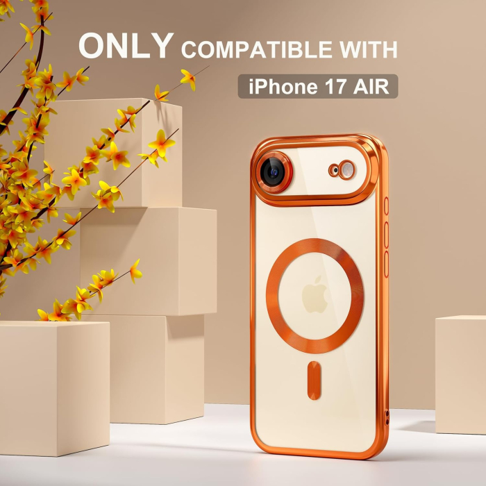 Husa iPhone 17 Air, Luxury MagSafe Anti-Shock cu Protectie Lentile Camera, Cosmic Orange [7]
