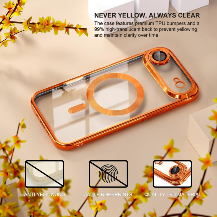 Husa iPhone 17 Air, Luxury MagSafe Anti-Shock cu Protectie Lentile Camera, Cosmic Orange [6]