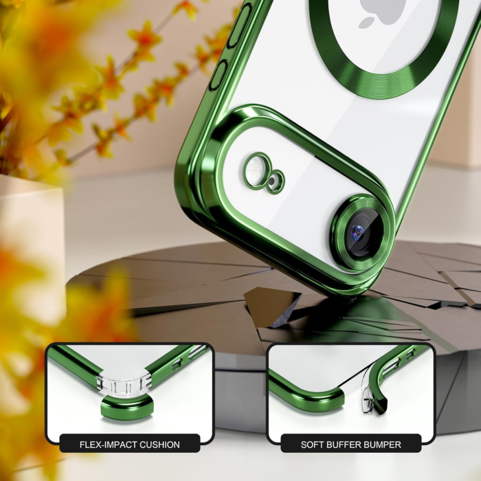 Husa iPhone 17 Air, Luxury MagSafe Anti-Shock cu Protectie Lentile Camera, Verde [6]