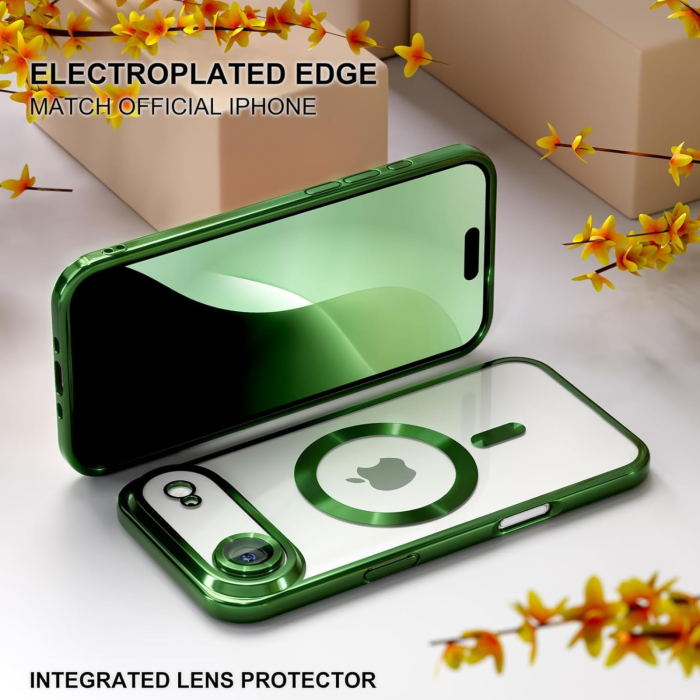Husa iPhone 17 Air, Luxury MagSafe Anti-Shock cu Protectie Lentile Camera, Verde [3]