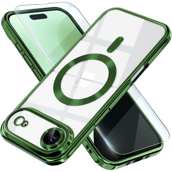 Husa iPhone 17 Air, Luxury MagSafe Anti-Shock cu Protectie Lentile Camera, Verde [1]