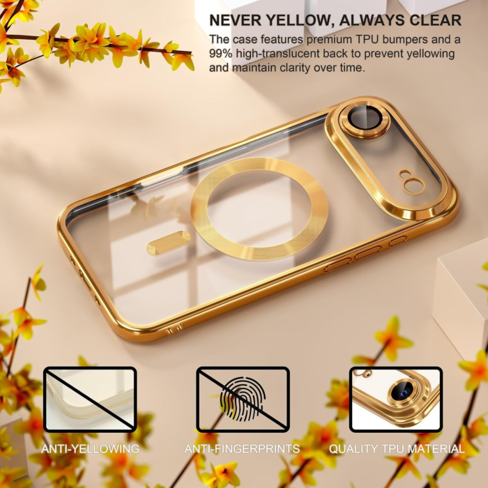 Husa iPhone 17 Air, Luxury MagSafe cu Protectie Lentile Camera si Anti-Shock, Gold [2]