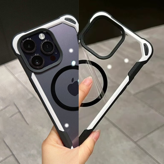Husa iPhone 17, Bumper MagSafe Shockproof, Black-White [5]