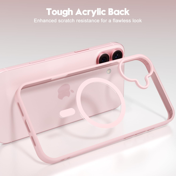 Husa iPhone 16, Crystal Clear MagSafe, Pink [2]