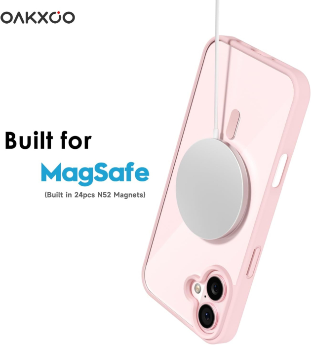 Husa iPhone 16, Crystal Clear MagSafe, Pink [5]