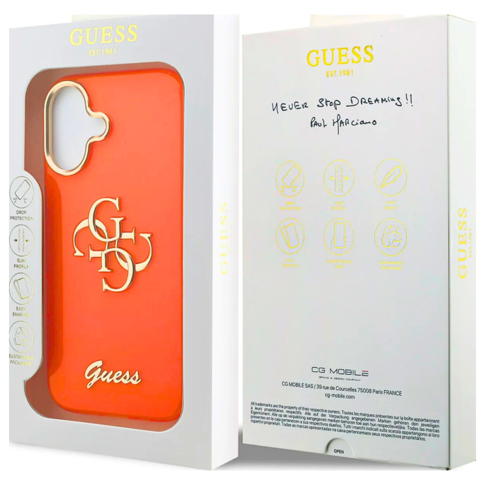Husă iPhone 17 Guess IML 4G Script Metal Logo, Orange [3]
