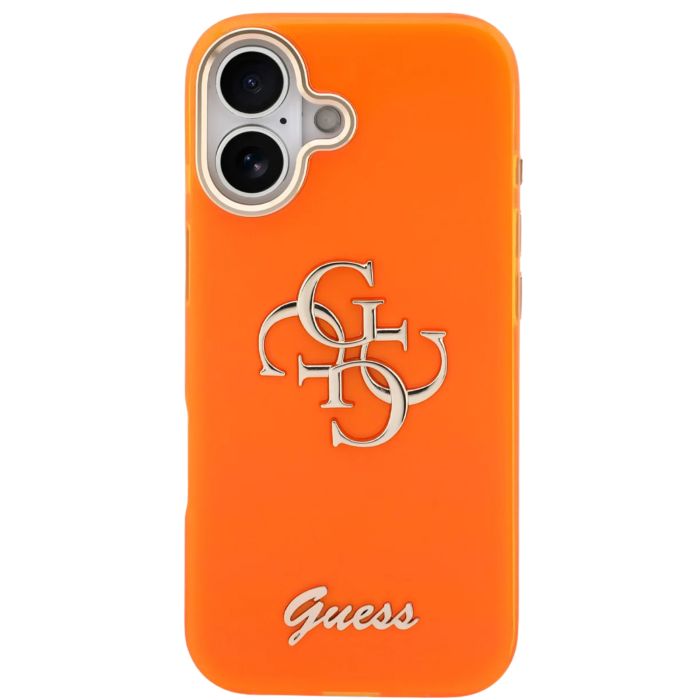 Husă iPhone 17 Guess IML 4G Script Metal Logo, Orange [2]