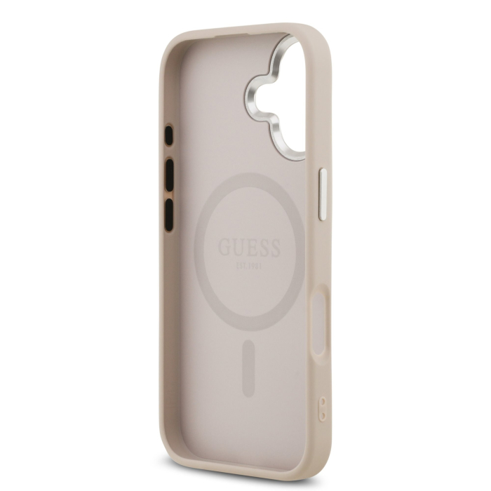 Husa iPhone 17, Guess PU Leather Triangle Logo MagSafe, Pink [6]