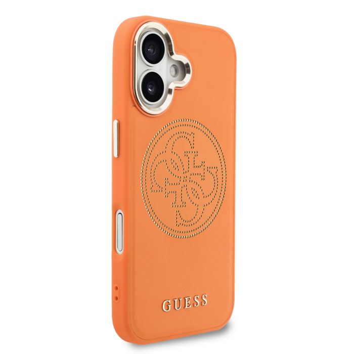 Husa iPhone 17, Guess PU Perforated 4G Logo MagSafe, Orange [3]