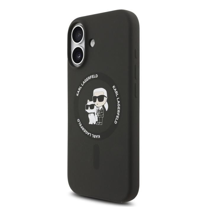 Husa iPhone 17, Karl Lagerfeld Liquid Silicone Karl and Choupette MagSafe, Black [3]