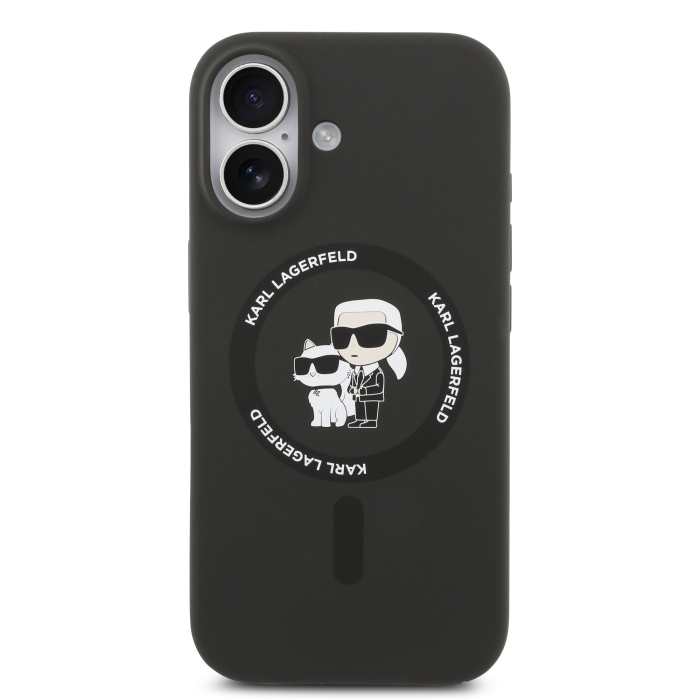 Husa iPhone 17, Karl Lagerfeld Liquid Silicone Karl and Choupette MagSafe, Black [2]