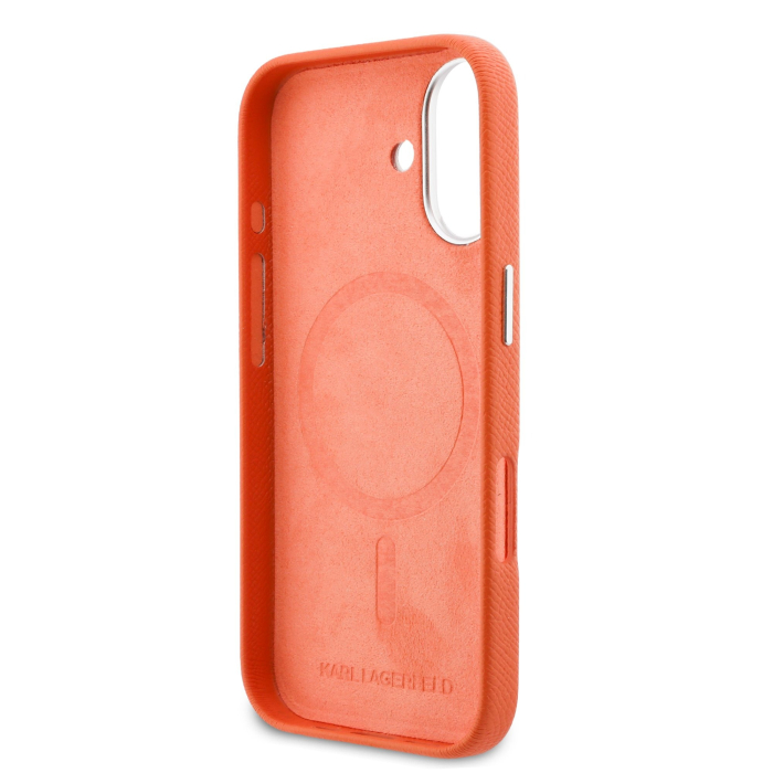 Husa iPhone 17, Karl Lagerfeld PU Karl and Choupette Heads Pins MagSafe, Orange [6]