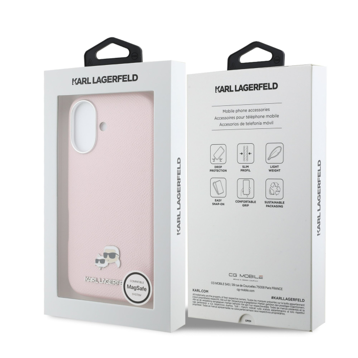 Husa iPhone 17, Karl Lagerfeld PU Karl and Choupette Heads Pins MagSafe, Pink [7]