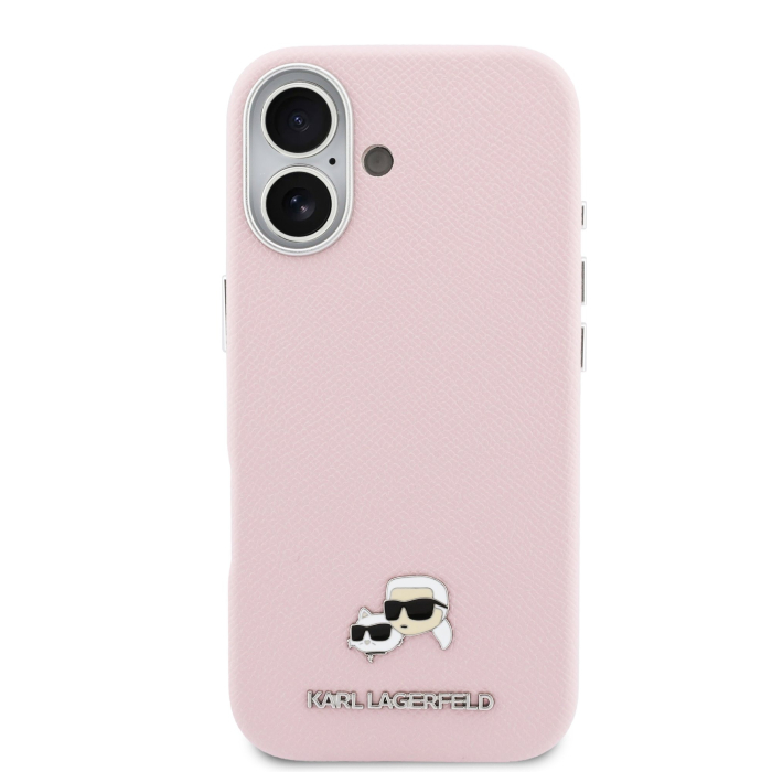 Husa iPhone 17, Karl Lagerfeld PU Karl and Choupette Heads Pins MagSafe, Pink [2]