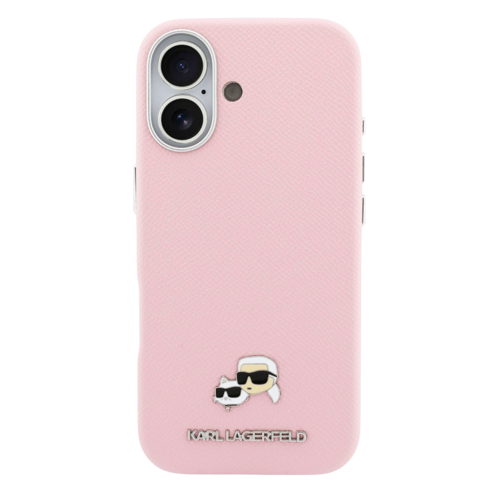 Husa iPhone 17, Karl Lagerfeld PU Karl and Choupette Heads Pins MagSafe, Pink [2]