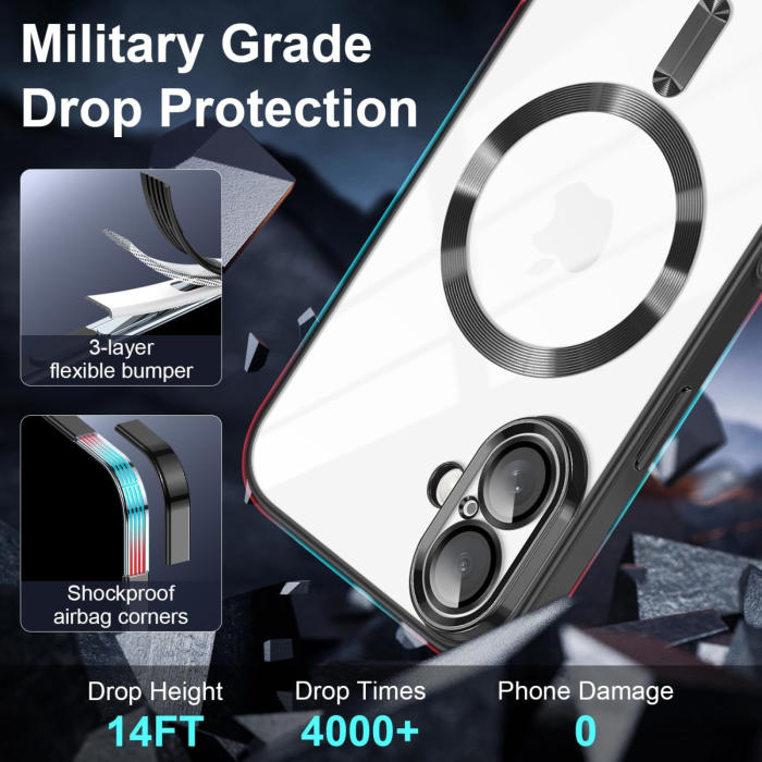 Husa iPhone 17, Luxury MagSafe, Anti-Shock cu Protectie Lentile Camera, Black [2]