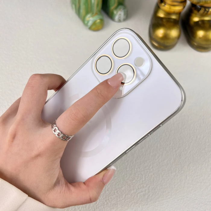 Husa iPhone 17, MagSafe AG Glass Shockproof - Protectie Camera, White Silver Mat [4]