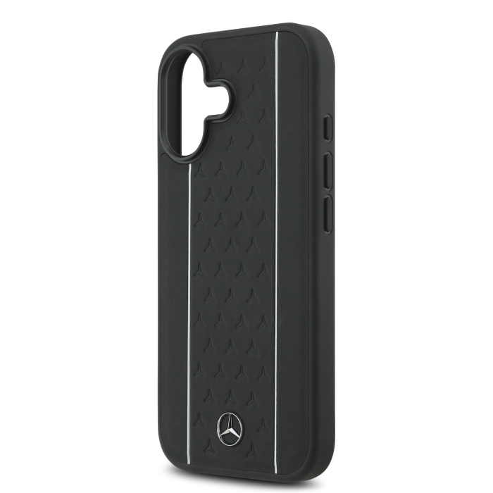 Husa iPhone 17, Mercedes Leather Star Pattern and Stripes MagSafe, Black/White [5]