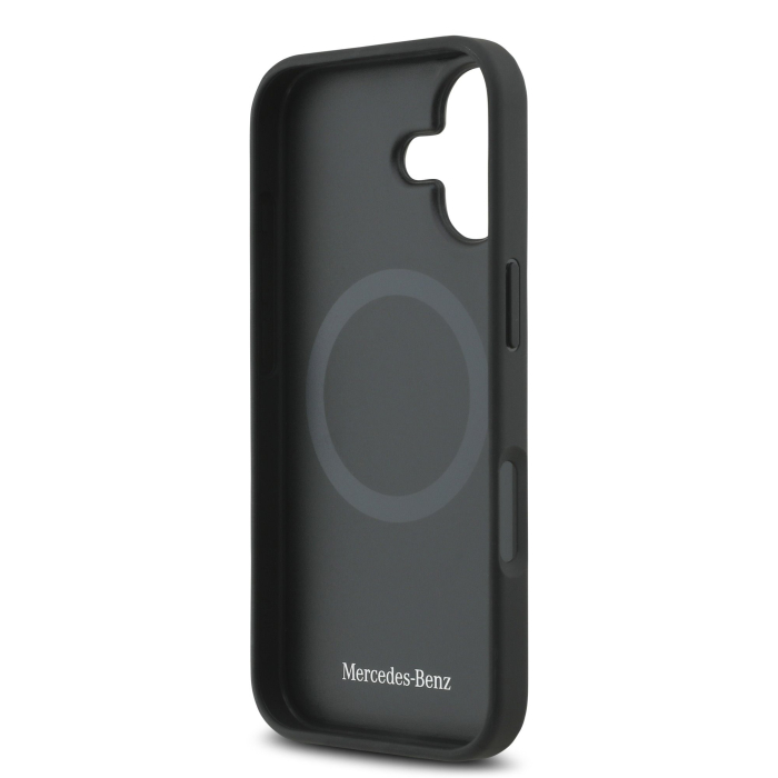 Husa iPhone 17, Mercedes Leather Star Pattern and Stripes MagSafe, Black/White [6]