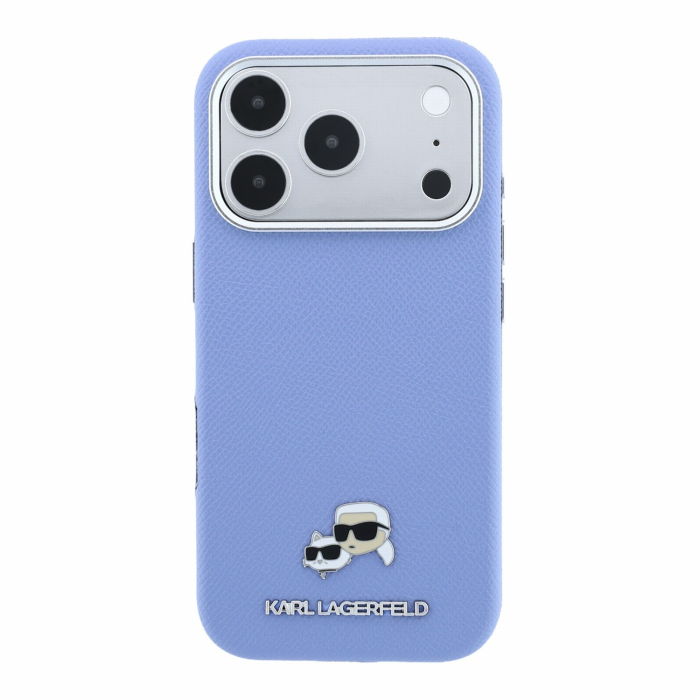 Husa iPhone 17 Pro Max/ 18 Pro Max, Karl Lagerfeld PU Grained Semi Wrap K&CH Heads Magsafe Blue [2]