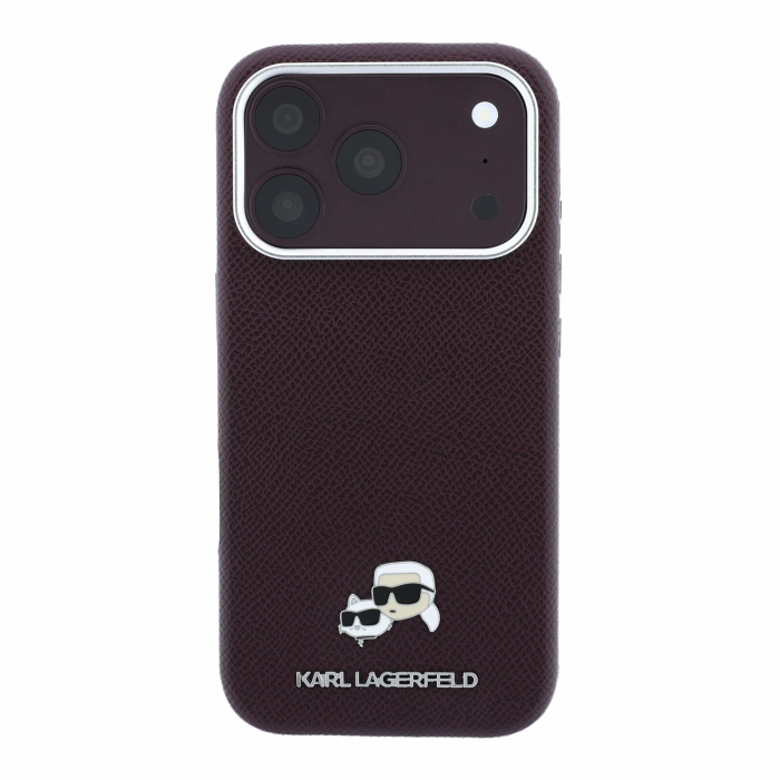 Husa iPhone 17 Pro Max/ 18 Pro Max, Karl Lagerfeld PU Grained Semi Wrap K&CH Heads Magsafe Burgundy [2]