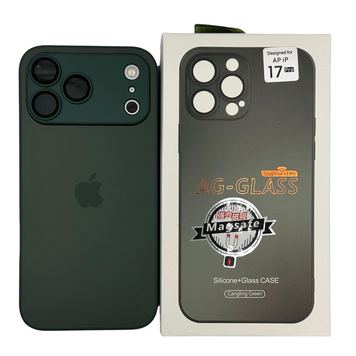 Husa iPhone 17 Pro, AG Glass MagSafe, Sticla si Silicon cu Protectie Lentile Camera, Verde Army - Mat [8]