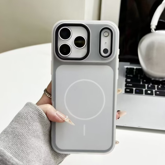 Husa iPhone 15 Pro Max, Anti-Scratch Protective Back Cover 2-in-1 Matte Pure Color, MagSafe, Grey [2]