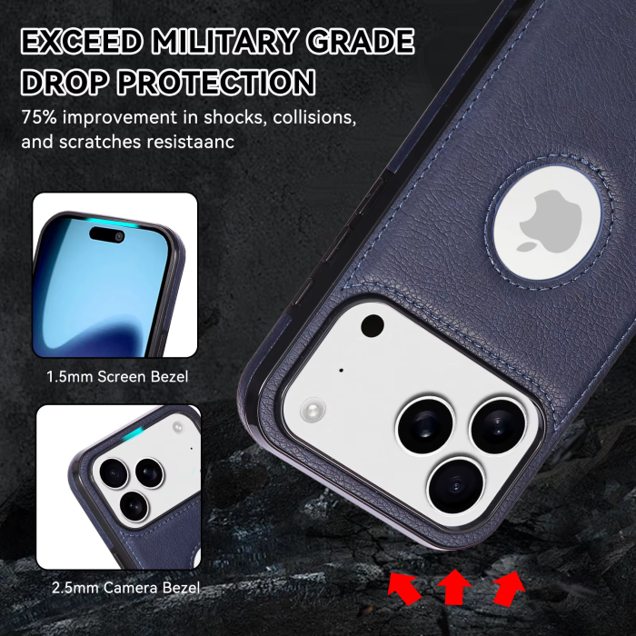 Husa iPhone 16E/ 17E, Business din Piele, Blue [5]