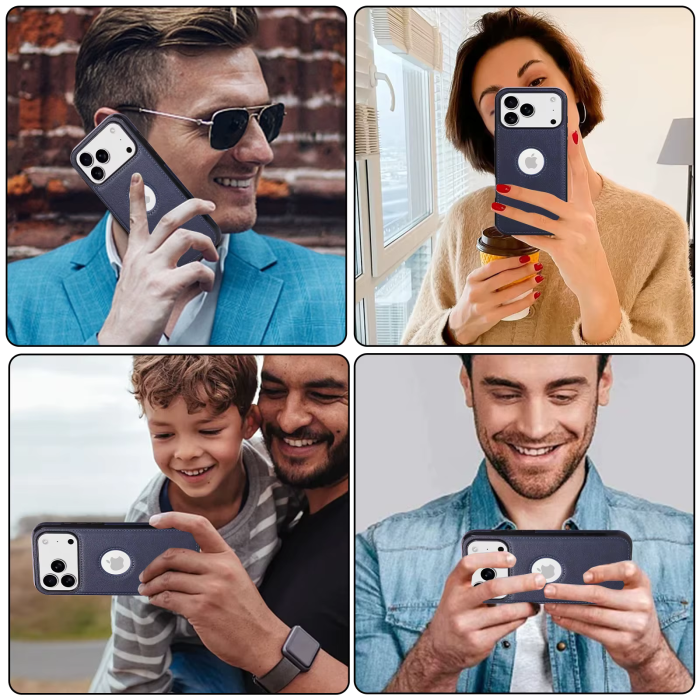 Husa iPhone 17 Pro, Business din Piele, Blue [5]